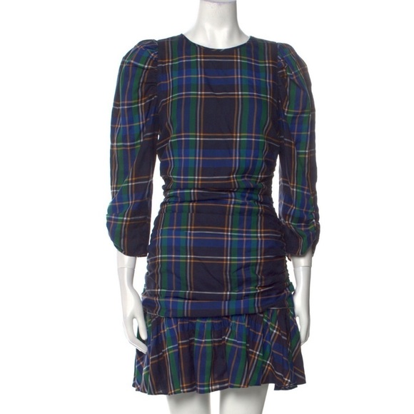 Tanya Taylor Dresses & Skirts - Tanya Taylor Raven Plaid Puff Sleeve Mini
Dress Size 6